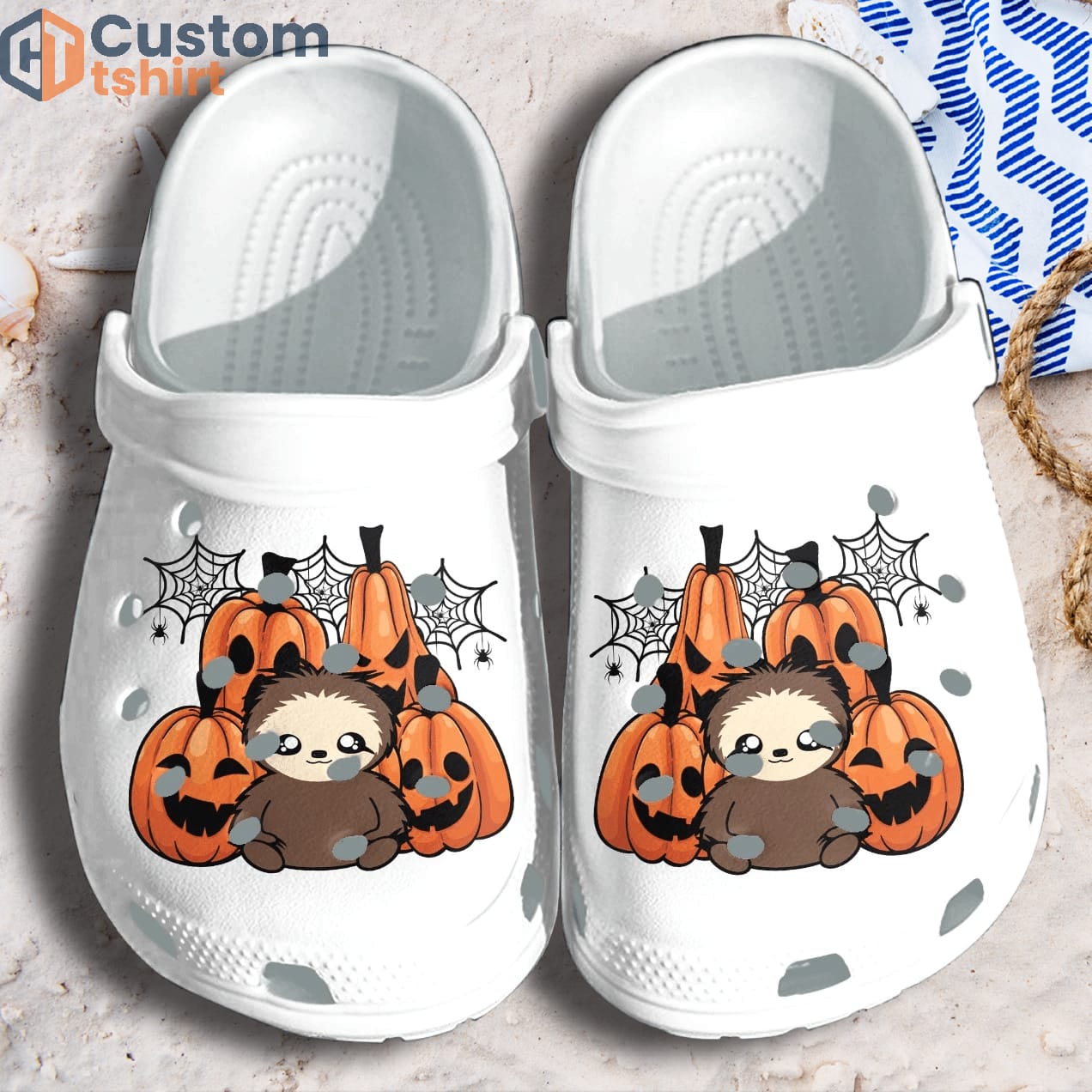 Baby Sloth Pumpkins Cute Clog Shoes - Halloween 2022 Clog Shoes band Birthday Gift For Man Women