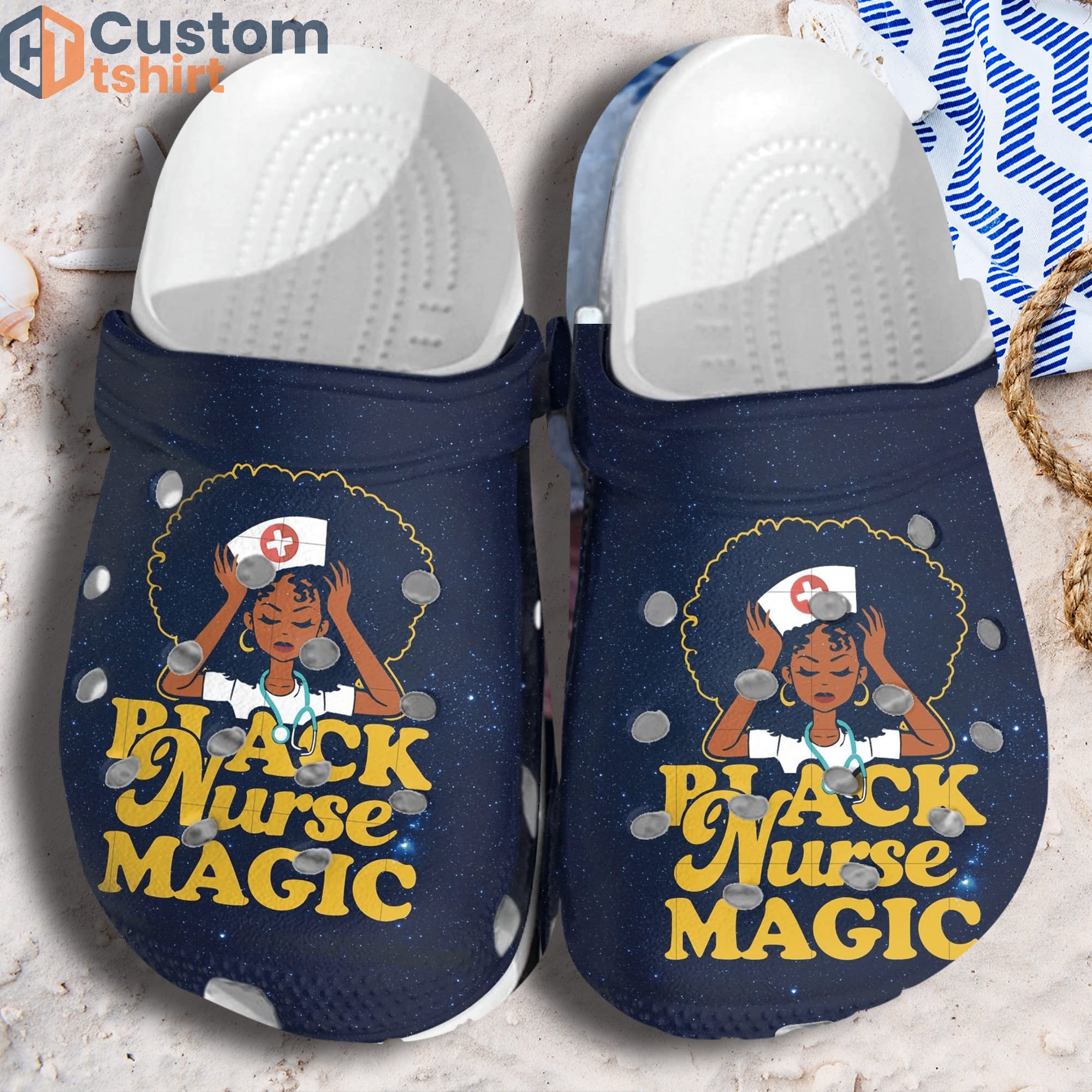 Black Nurse Magic Clog Shoes - Little Nurse Clog Shoes bland Birthday Gift For Woman Girl