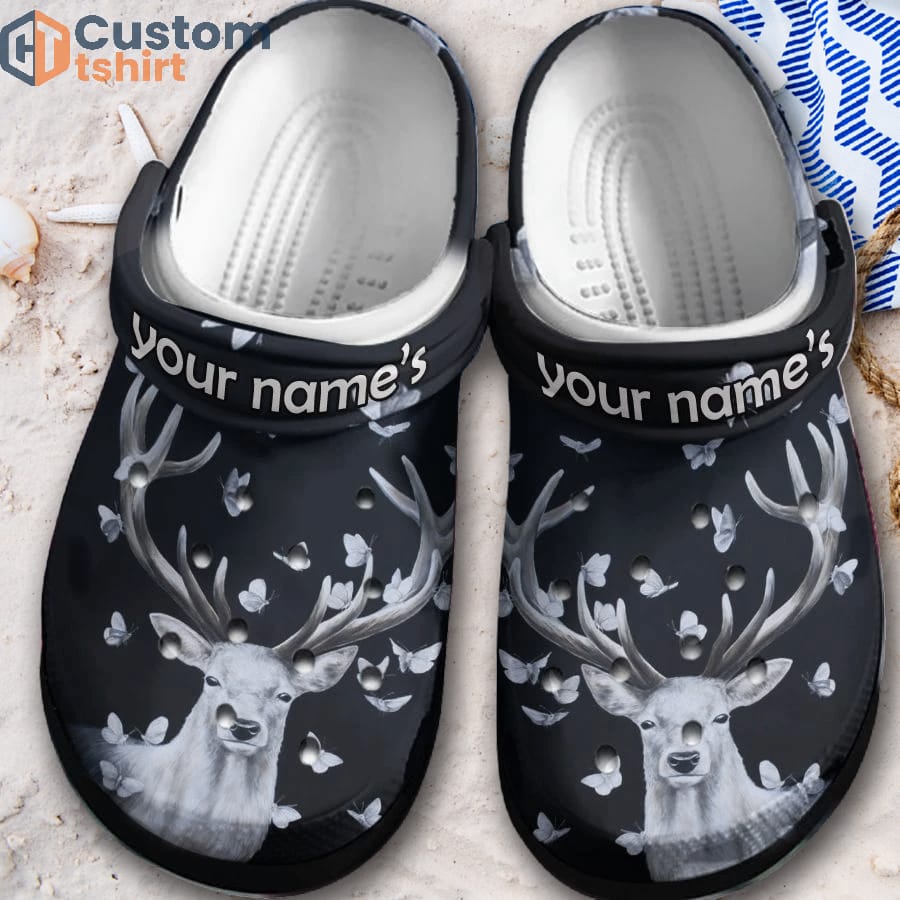 Deer Winter Christmas Clog Shoes - Deer And Butterflies Clog Shoes bland Birthday Gift For Man Woman