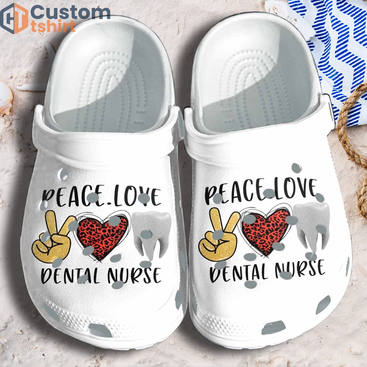 Dental Nurse Clog Shoes Mothers Day Gifts Women - Peace Love Nurse Clog Shoes Gifts Daughter