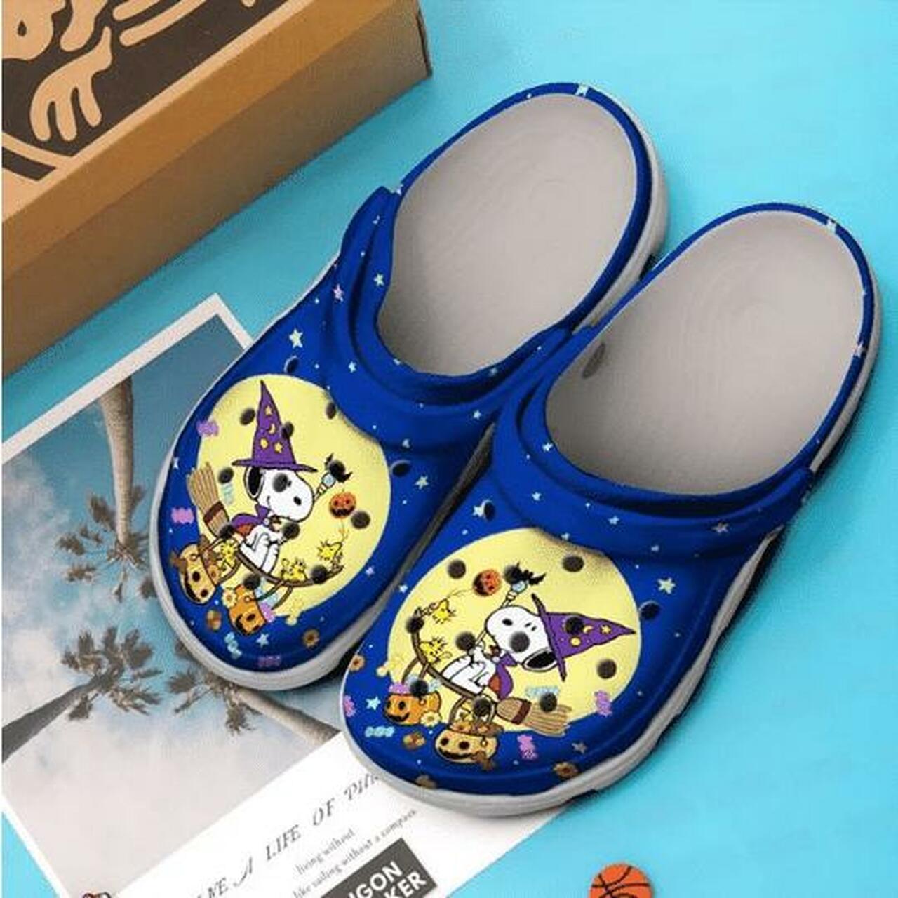 Snoopy Halloween Blue Unisex Clog Shoes For Women, Men