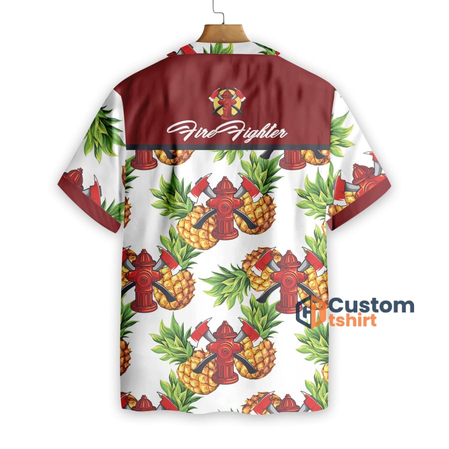 Firefighter Pineapple Seamless Pattern Short Sleeves Hawaiian Shirt