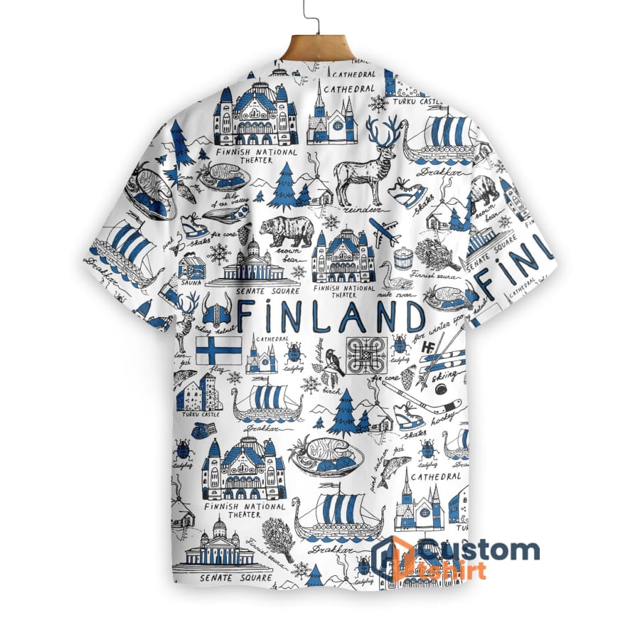 I Love Finland Doodle Short Sleeves Hawaiian Shirt