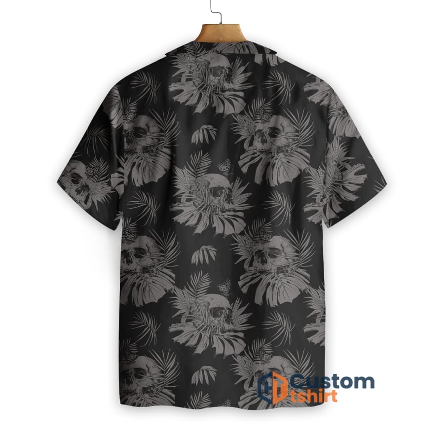 Seamless Gothic Skull With Butterfly Goth Short Sleeves Hawaiian Shirt