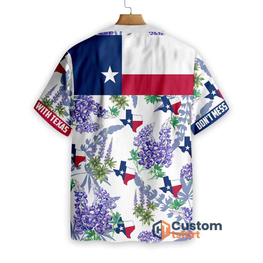 Texas Flag Bluebonnets Floral Short Sleeves Hawaiian Shirt
