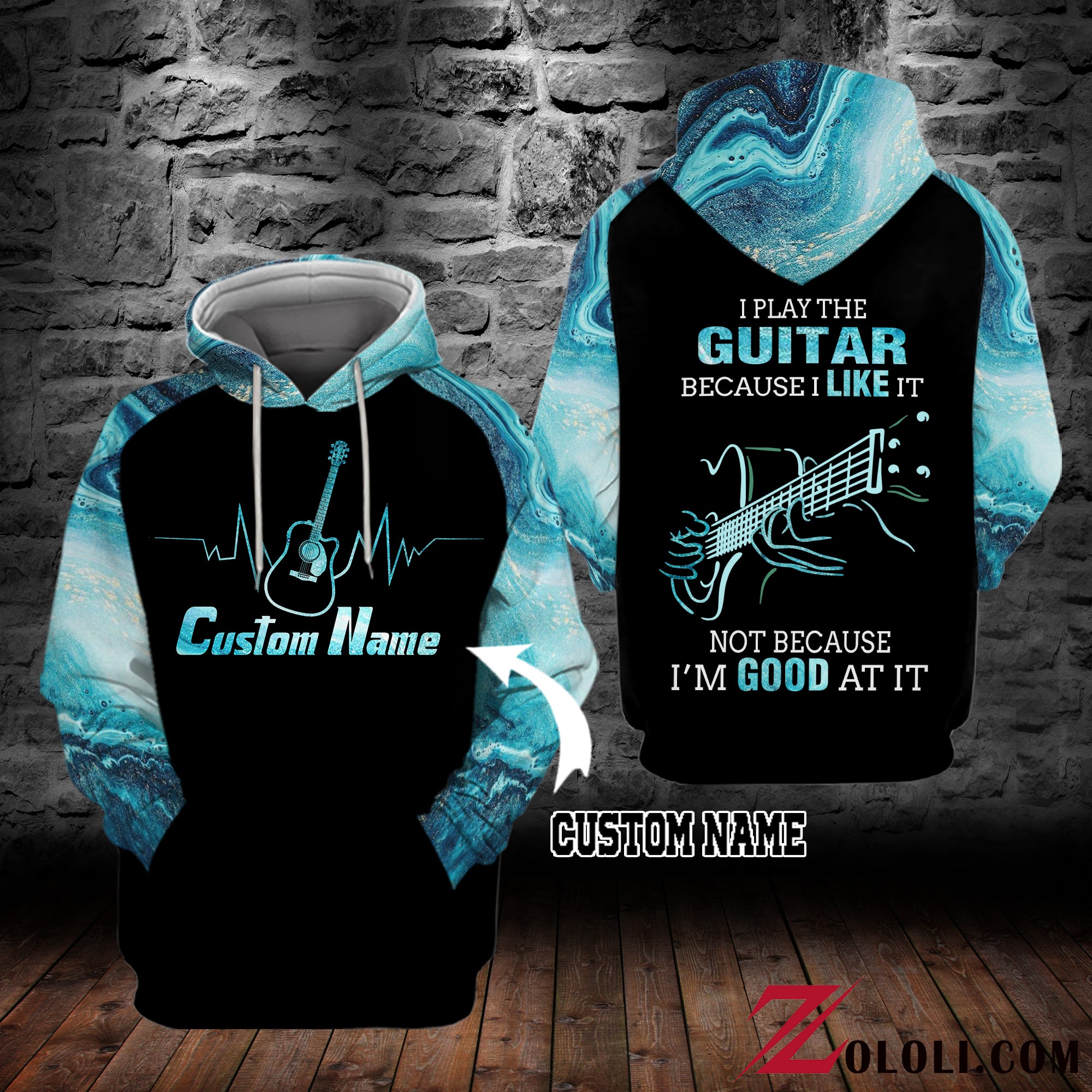 Acoustic I Play Guitar Because I Like It Not Because I'm Good At It Blue Custom Unisex 3D All Over Print
