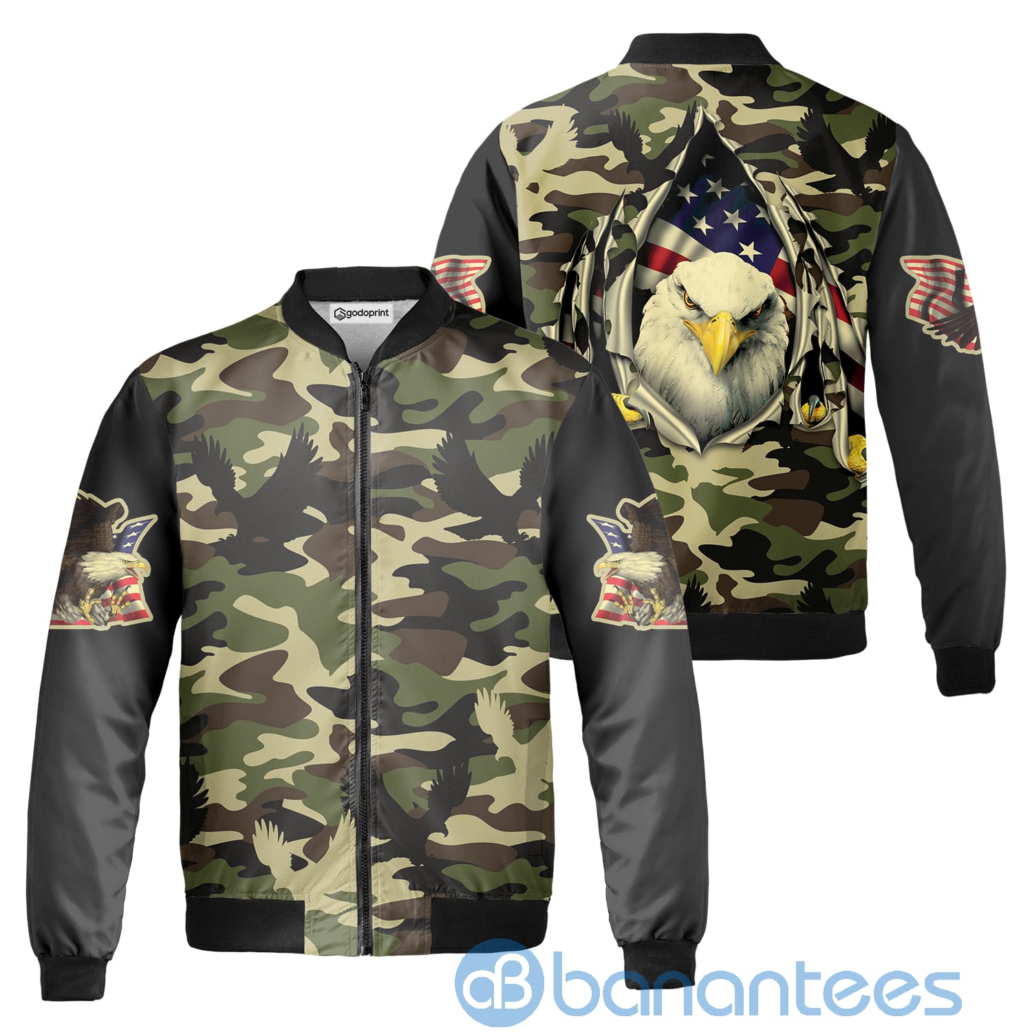 America Eagle Fleece Bomber Jacket  product mockup photo 1
