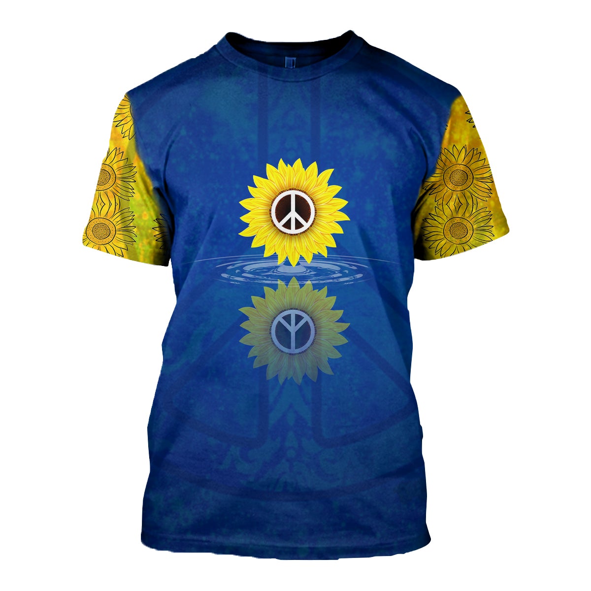 Blue Yellow Hippie Sunflower Peacem All Over Printed 3D Shirt