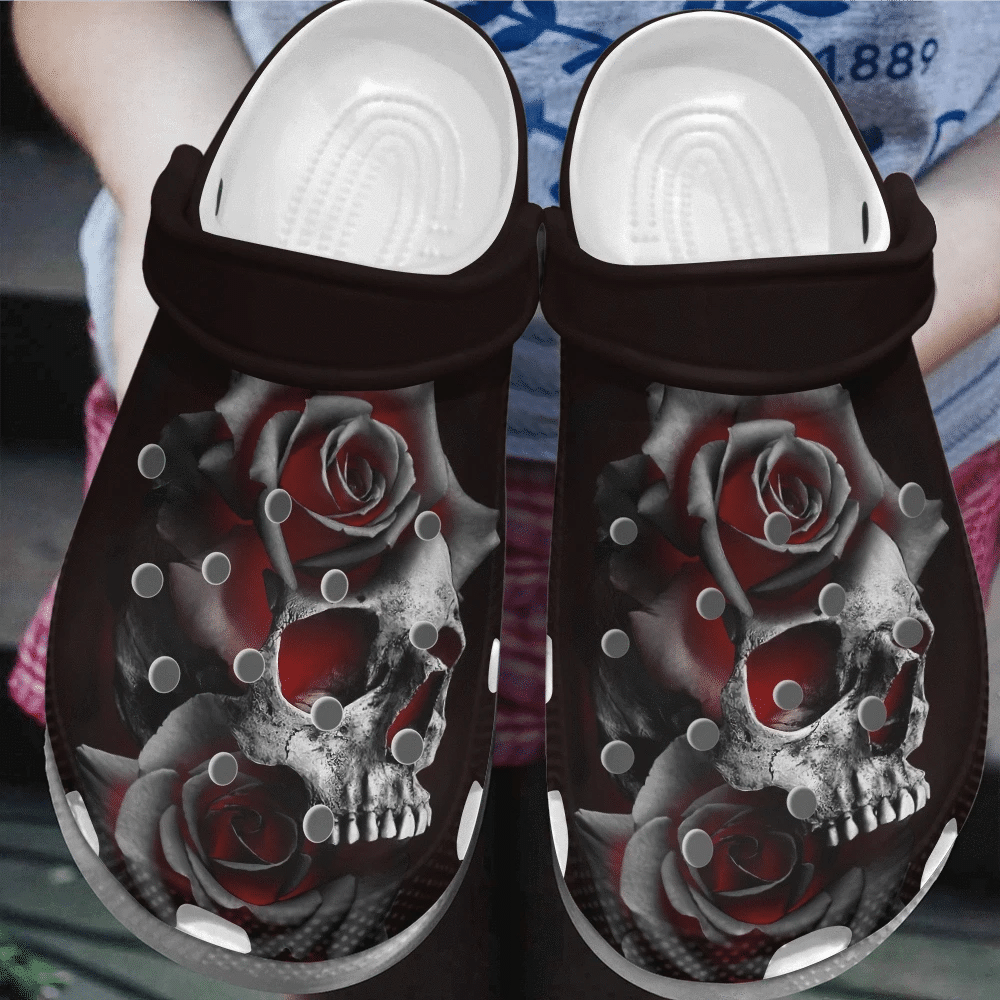 Burning Skull Rose Flower Tattoo Clog Shoes Comfortable Gift For Men And Women