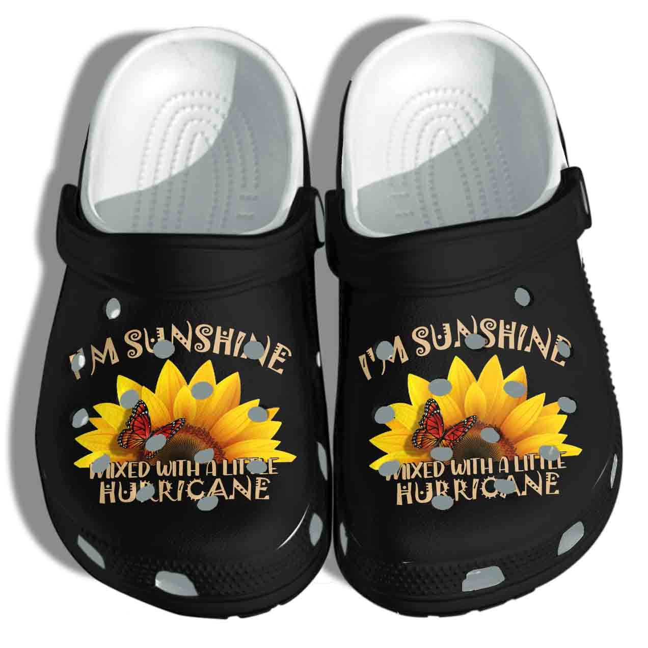 Butterfly Sunflower Cancer Awareness Shoes, I'm Sunshine Mixed With A Little Hurricane, Birthday Gift For Mother And Daughter