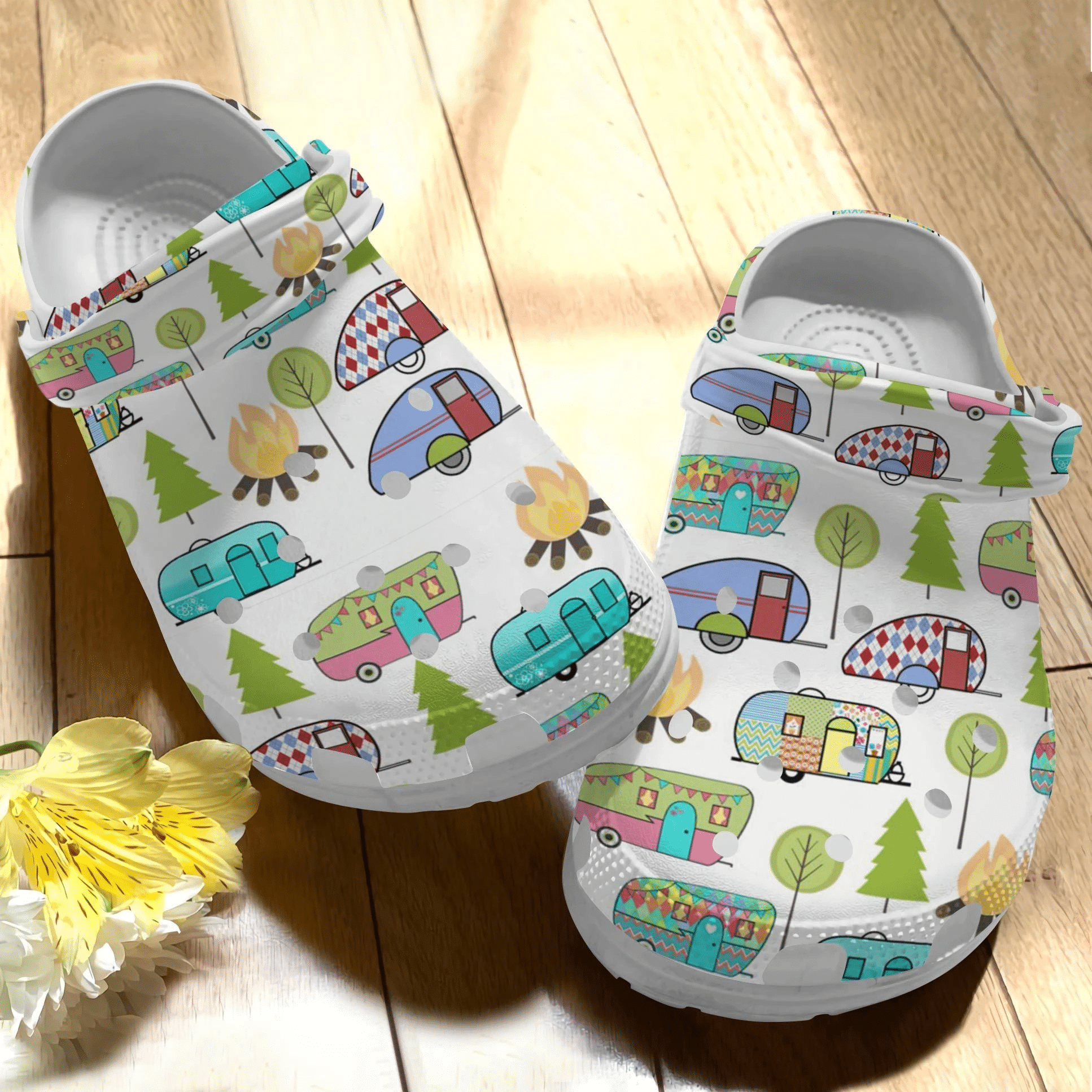 Camping Bus Clogs Shoes Cute Gift Birthday For Men And Women