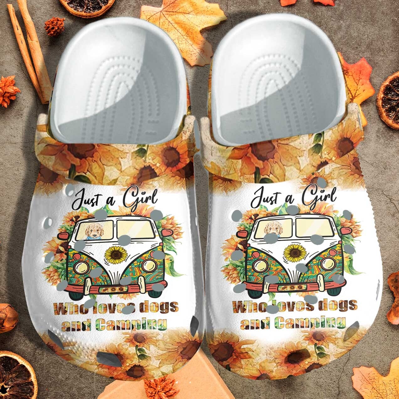 Camping Girl, Just a Girl Love Dog Camping Shoes Sunflower Be Kind Gifts For Girl Daughter Clog Shoes