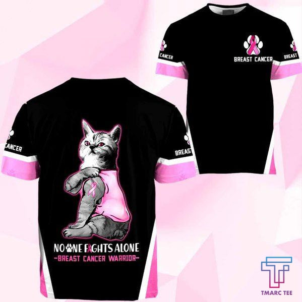 Cat No One Fights Alone, Breast Cancer Warrior Unisex 3D All Over Print