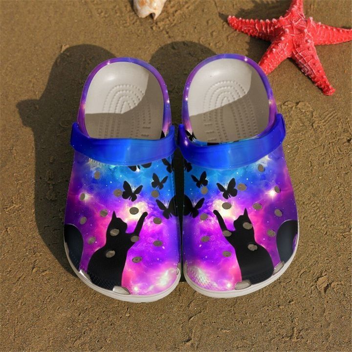 Cat Purple Butterfly Clog Shoes Comfortable Cute Gift For Men And Women