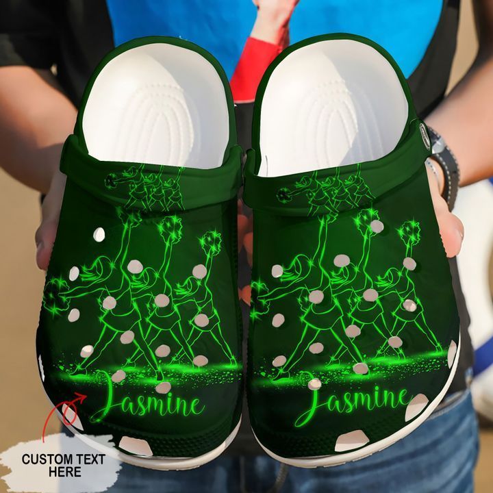 Cheerleader Green Glowing Personalized Clog Shoes Cute Gift For Men And Women