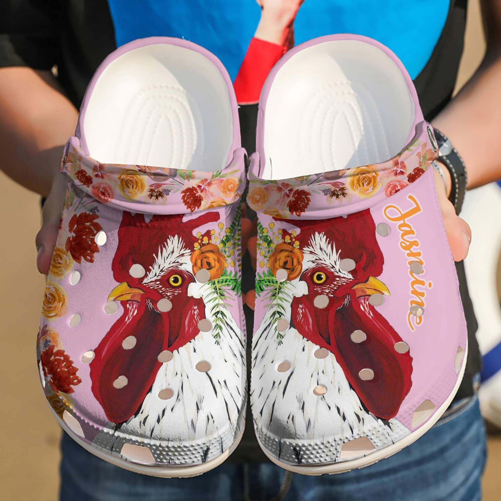 Chicken Floral Personalized Clog Shoes  Birthday Cute Gift For Men And Women