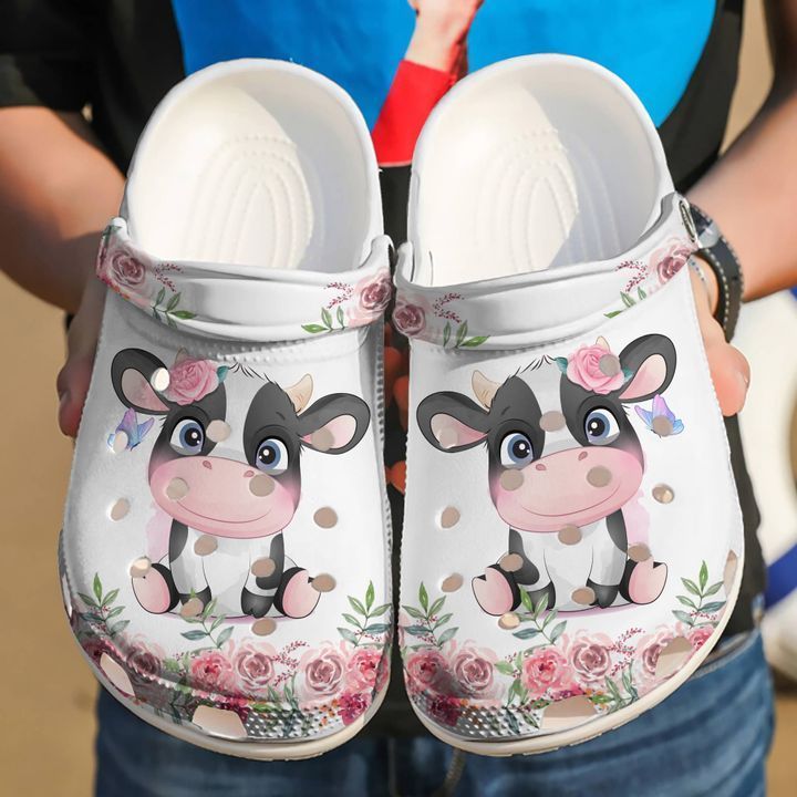 Cow Floral Clog Shoes Cute Gift For Men And Women