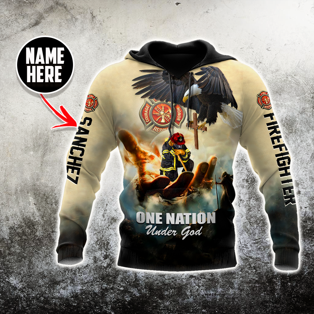 Customize Name Firefighter One Nation Under God Unisex 3D All Over Print