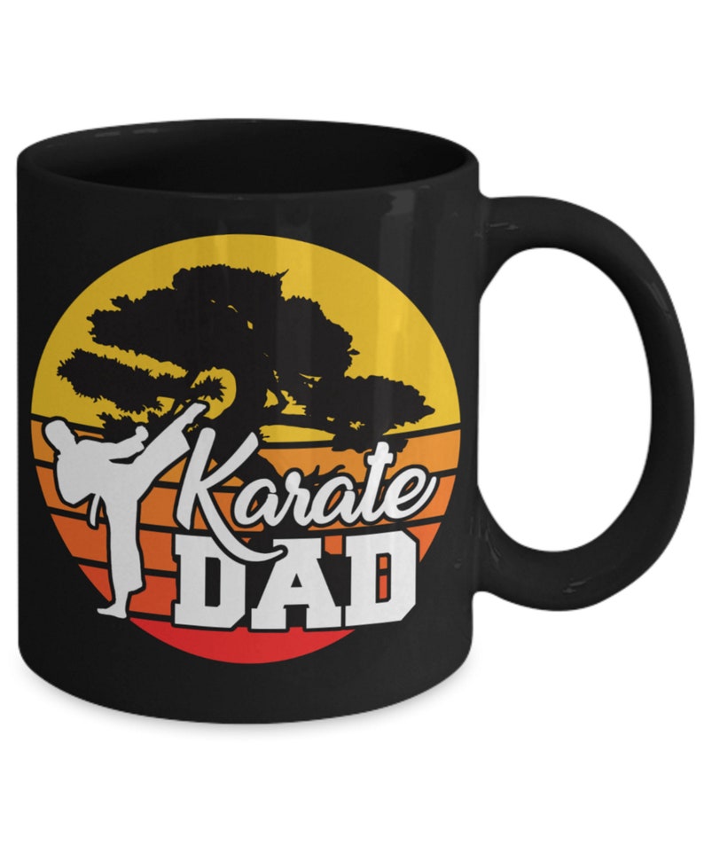 Dad Mug Karate Dad Retro Black Coffee Mug Gift For Men And Women