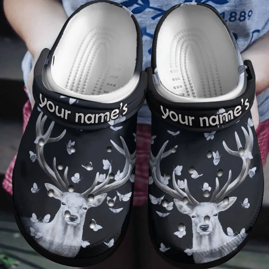 Deer And Butterflies Clogs Shoes Cute Gift Birthday For Men And Women