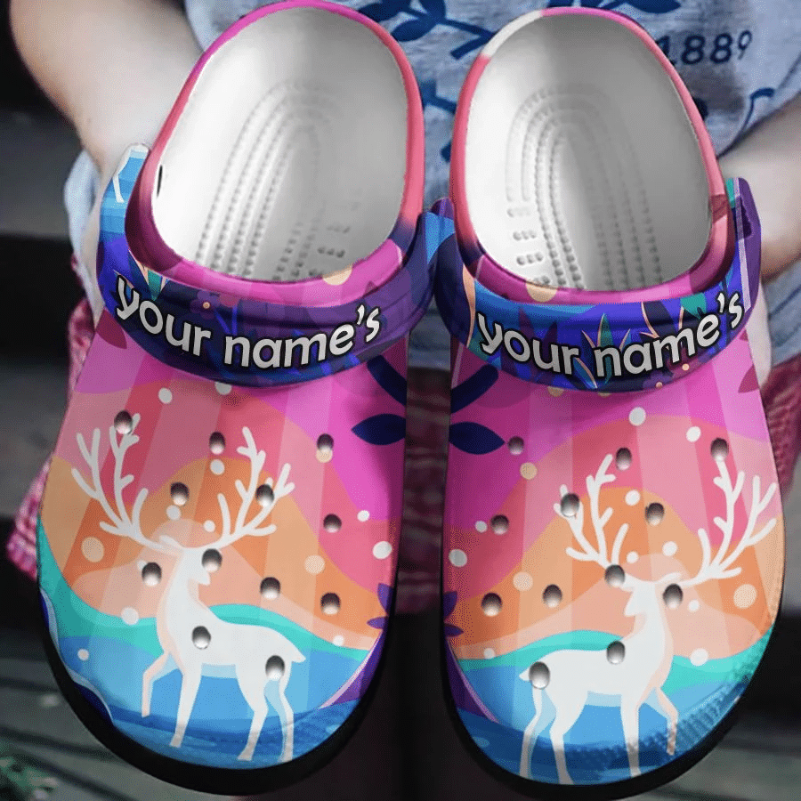Deer In The Magical Colors Clog Shoes Comfortable Gift For Men And Women