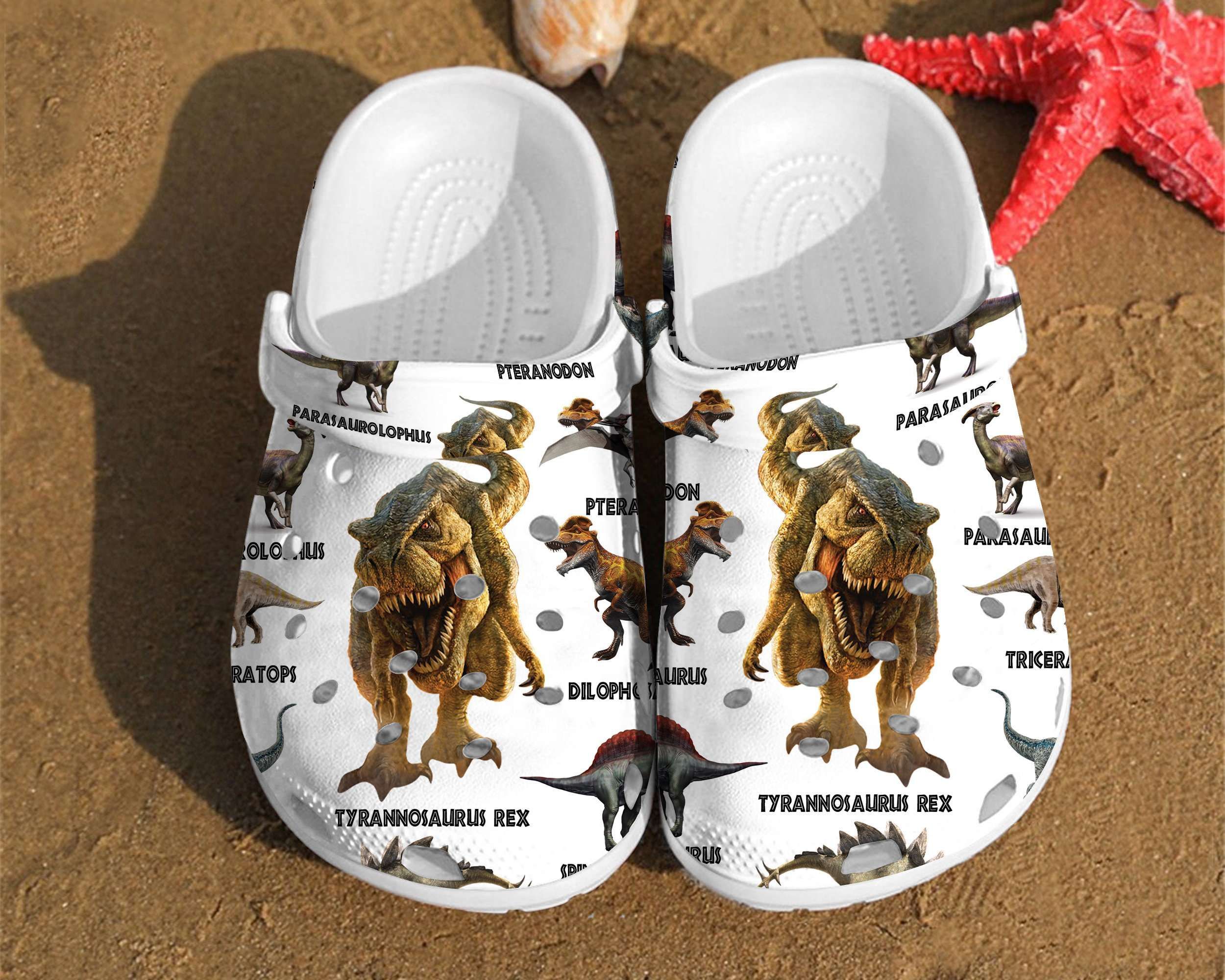 Dinosaur Types Pattern Gift For Lovers Clog Shoes Cute Gift For Men And Women