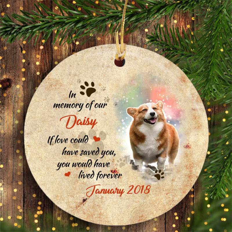 Dog Memo In Our Heart, Dog Memorials Personalized Circle Ornament Cute Gift For Men And Women