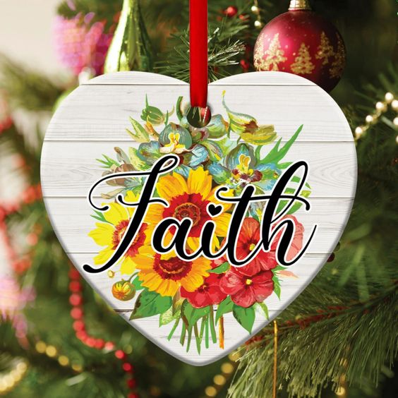 Faith In God, Flower Ceramic Heart Ornament For Women Day