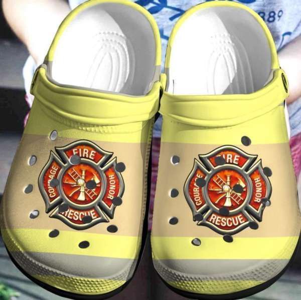 Firefighter, Honor, Rescue, Courage Clog Shoes Comfortable Cute Gift For Men And Women