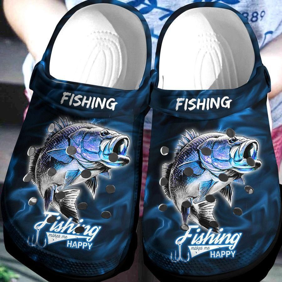 Fishing Makes Me Happy Clog Shoes Cute Gift For Men And Women