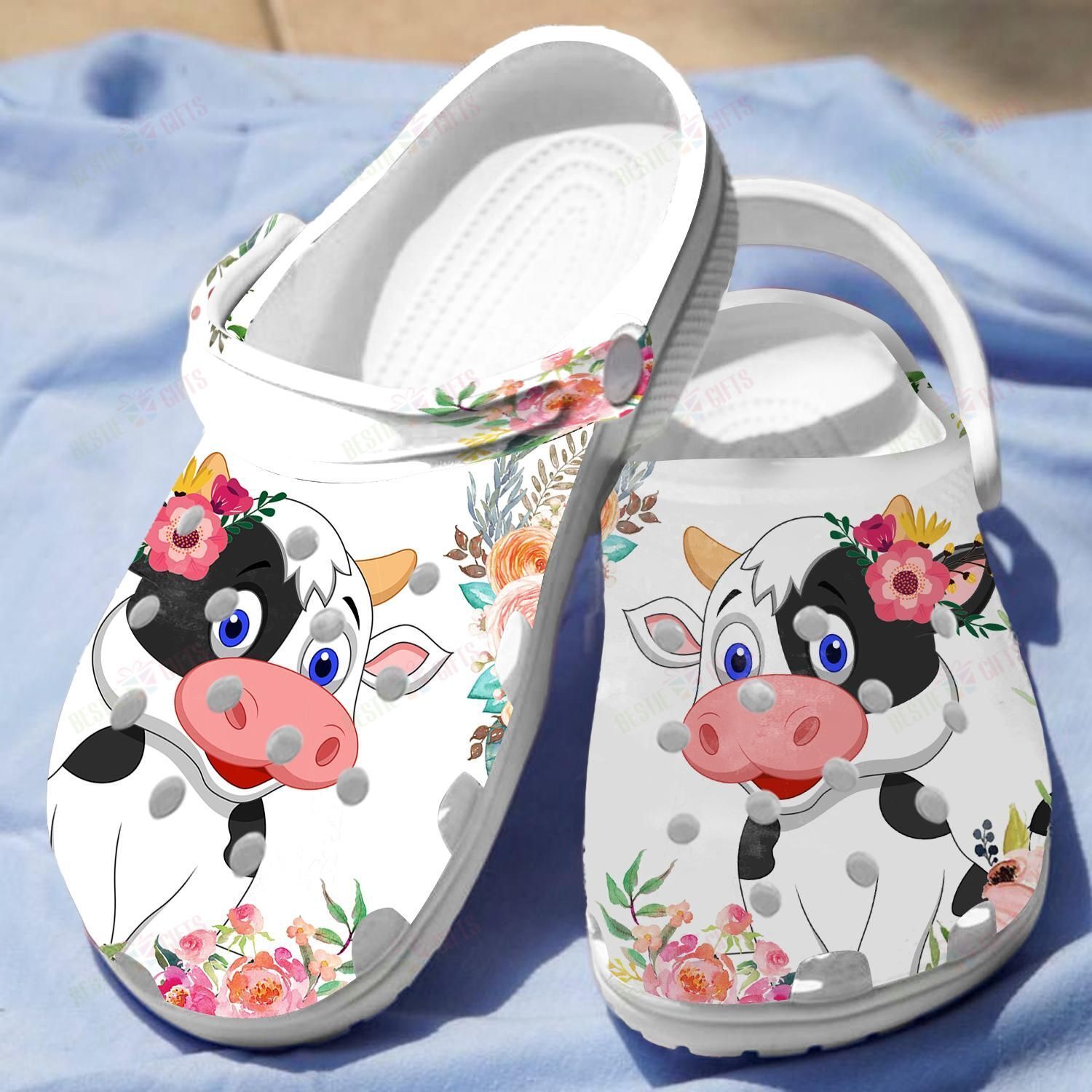 Floral Dairy Cattle Clog Shoes Comfortable Gift For Men And Women