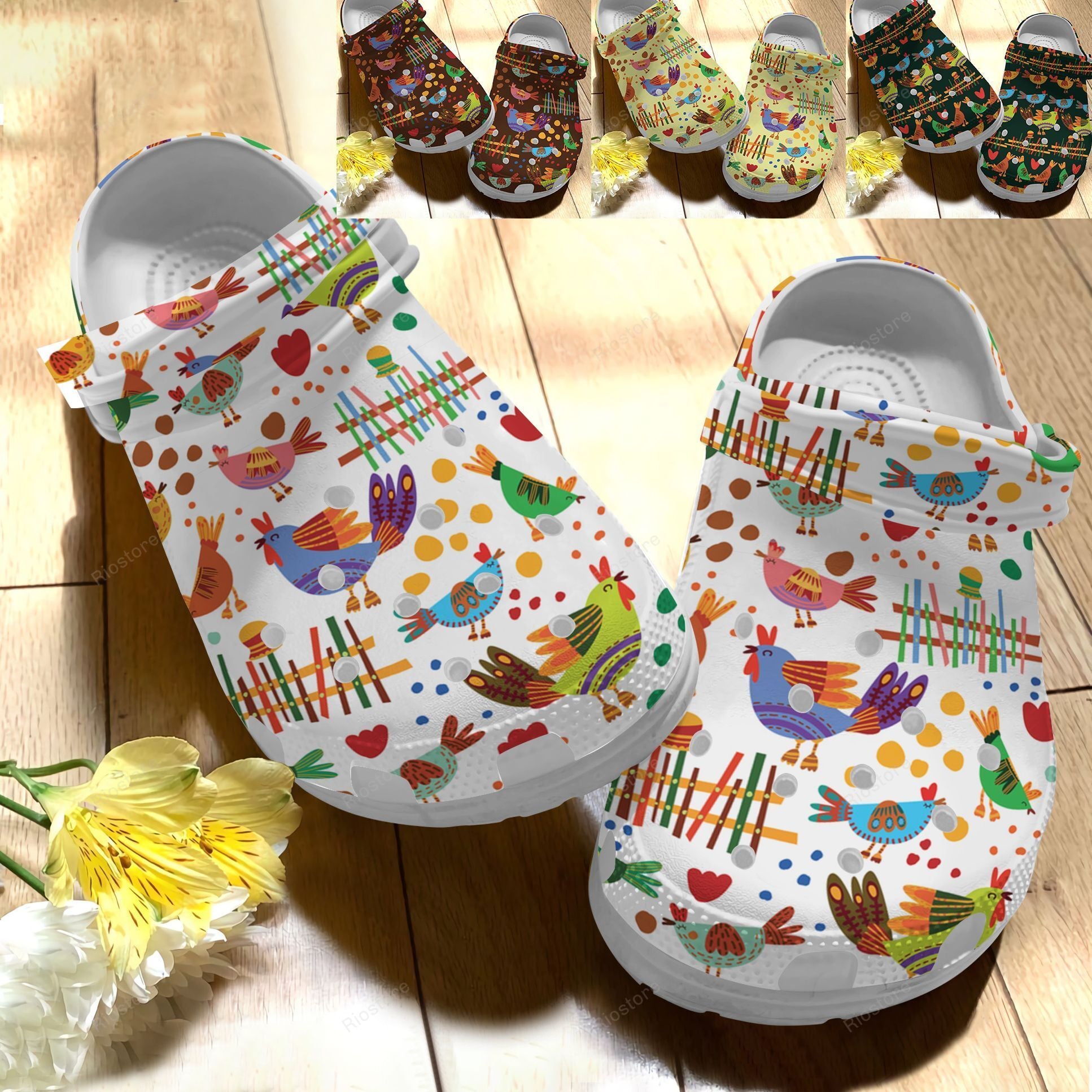 Funny Chicken Collection Outdoor Custom Clog Shoes Birthday Cute Gift For Men And Women
