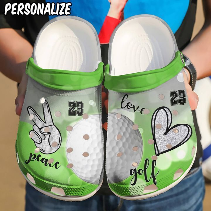 Golf Personalized Peace Love Clog Shoes Cute Gift For Men And Women
