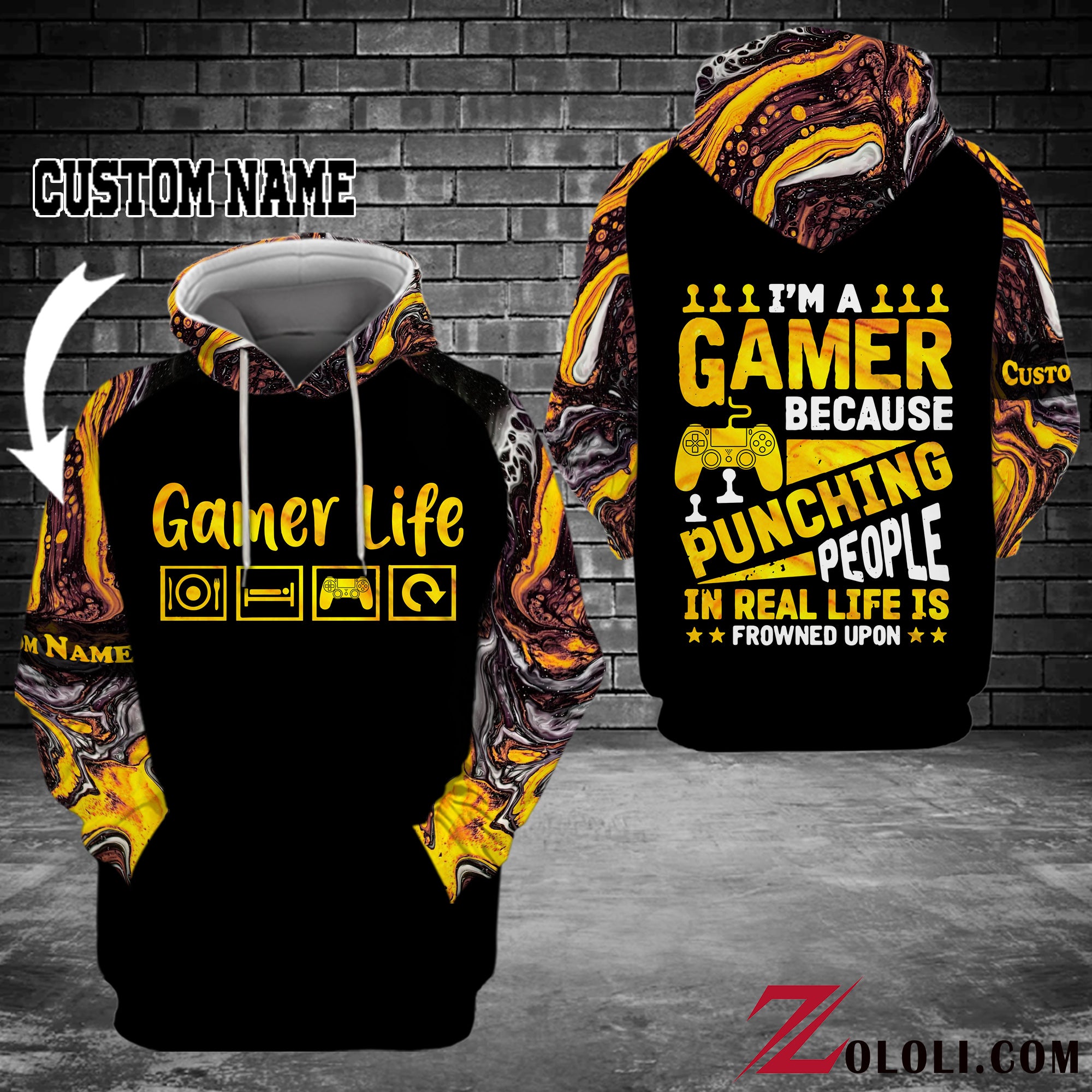 I'm A Gamer Because Punching People In Real Life Is Frowned Upon Custom Unisex 3D All Over Print