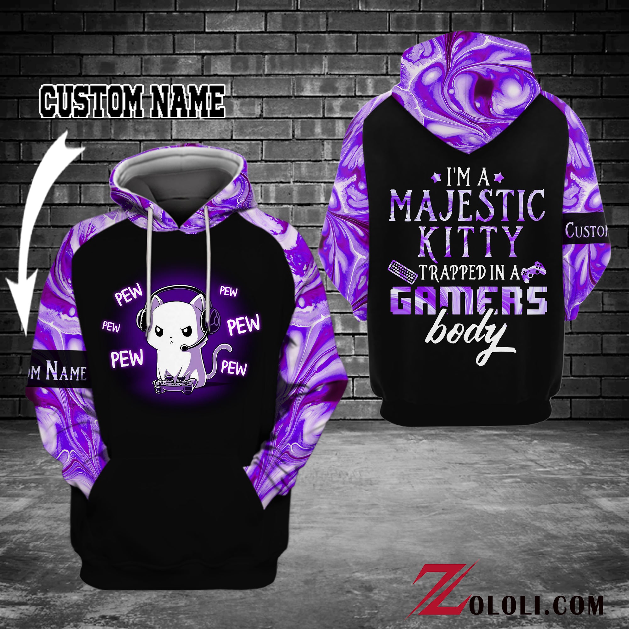 I'm A Majestic Kitty Trapped In A Gamer's Body Custom Unisex 3D All Over Print