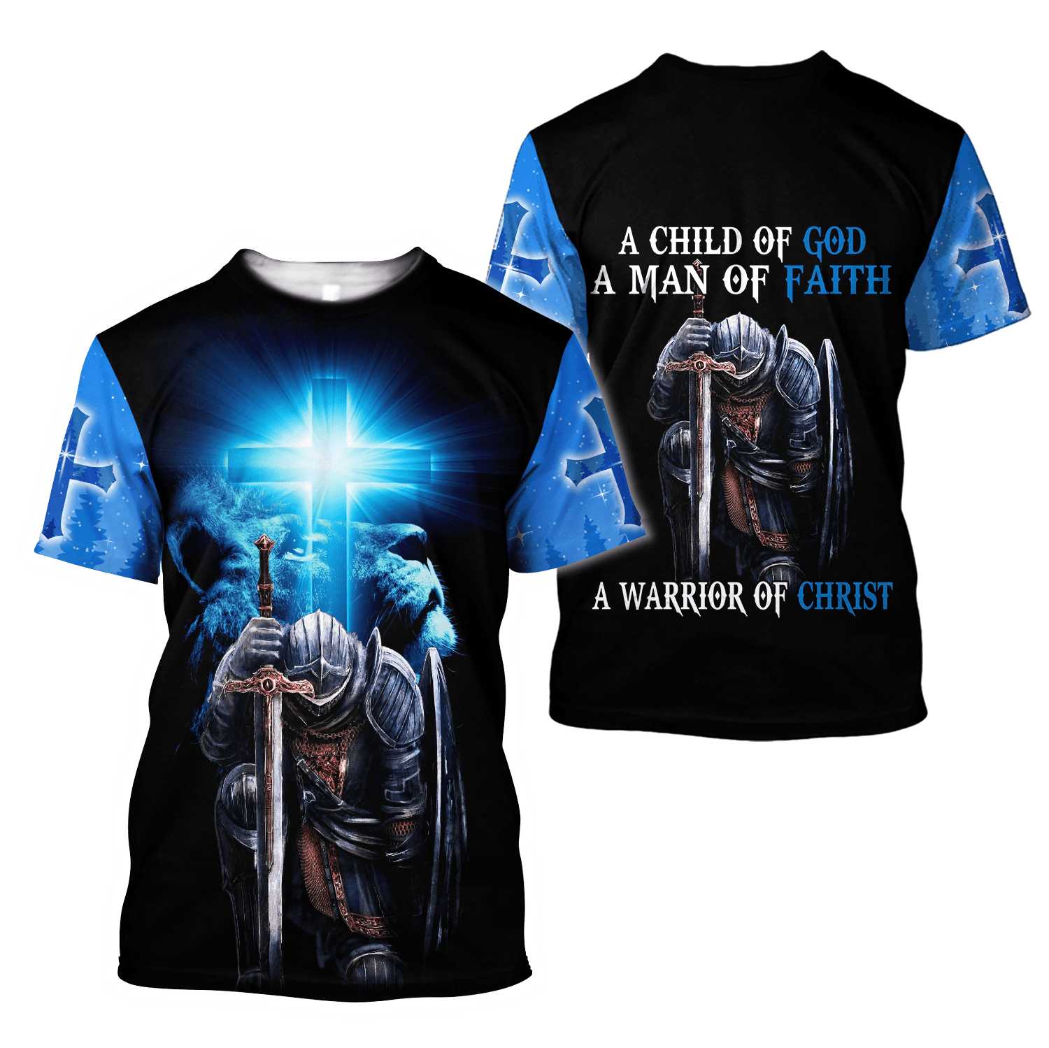 Jesus Christ Lion Blue Child Of God Man Of Faith Warrior Of Chris Unisex 3D All Over Print