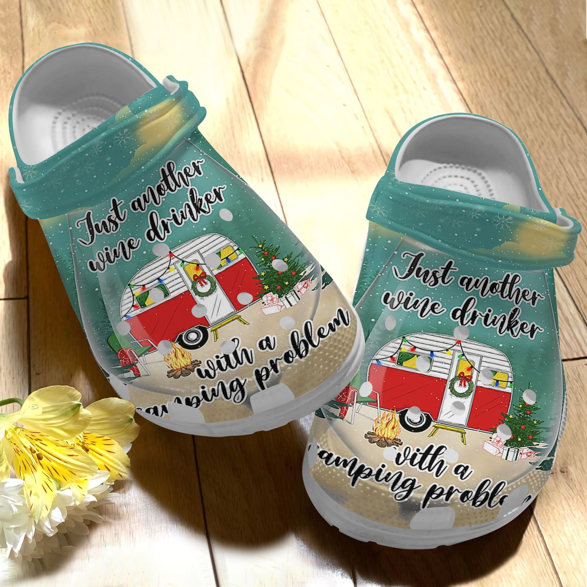 Just Another Wine Drinker With A Camping Problem Clog Shoes Gift For Men And Women