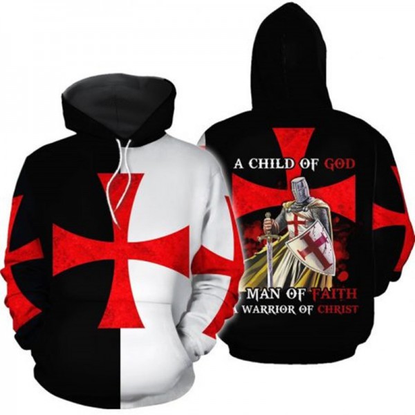 Knights A Child Of God A Man Of Faith A Warrior Of Christ 3D Hoodie