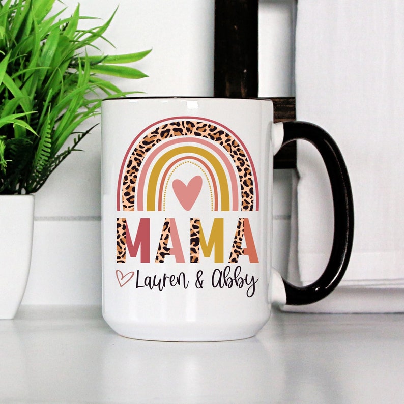 Mama Lauren And Abby, Personalized Mama Rainbow Coffee Mug Gift For Women
