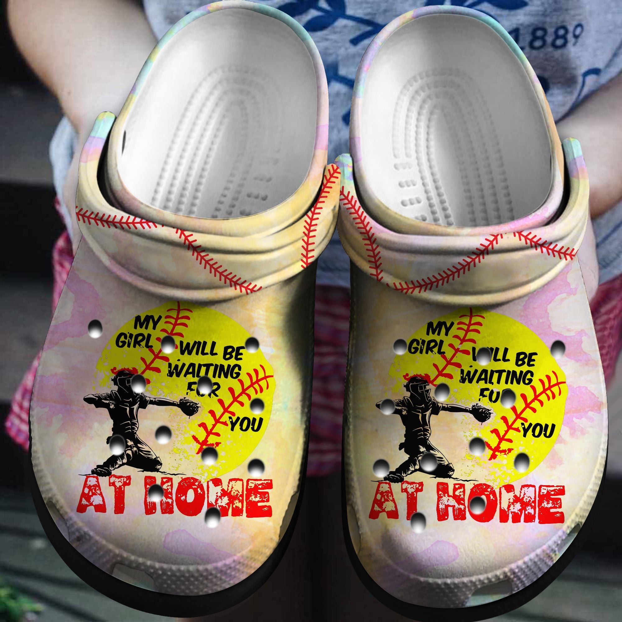 My Girl Will Be Waiting For You At Home Shoes Softball Custom Clog Shoes Gift For Men And Women