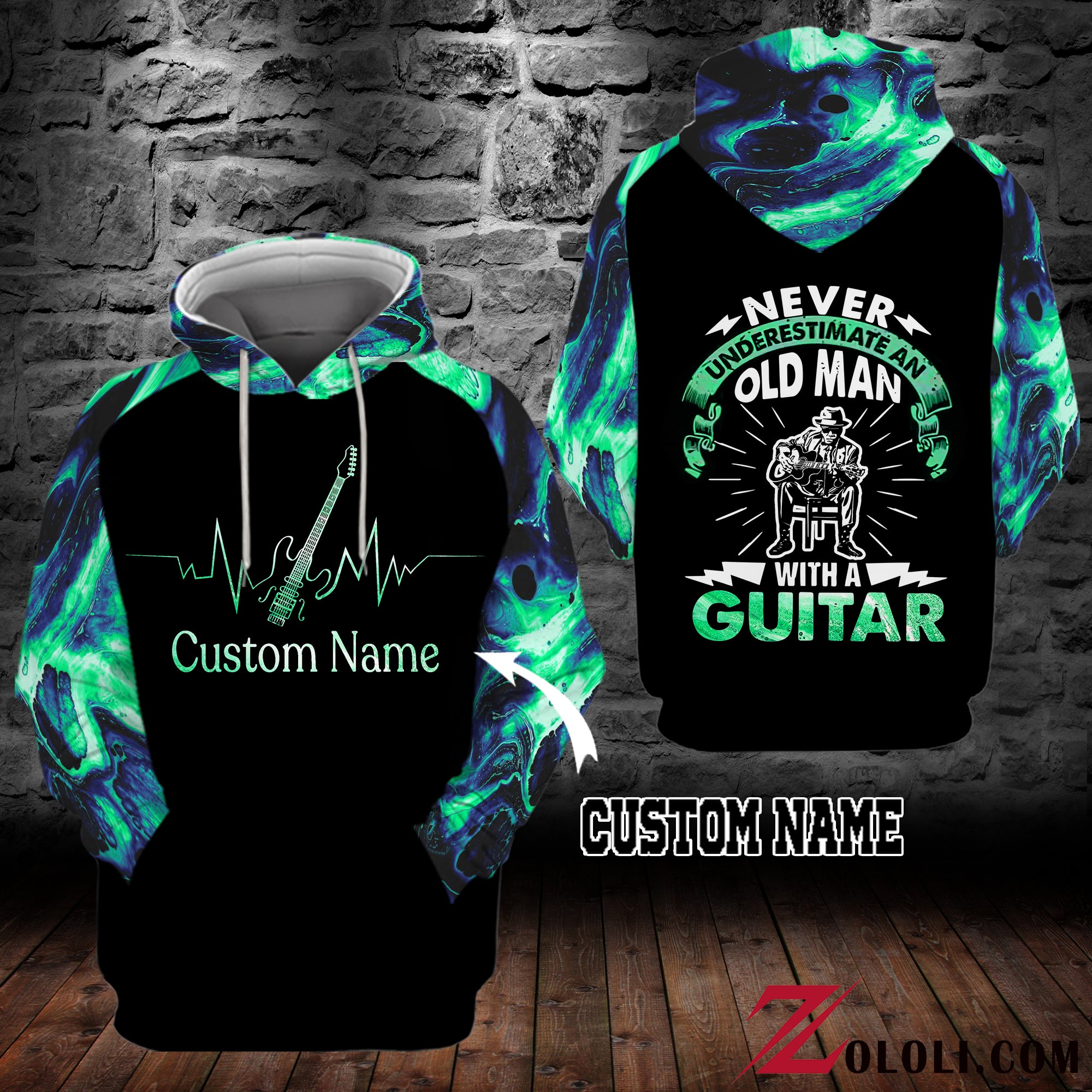 Never Underestimate An Old Man With A Guitar Custom Unisex 3D All Over Print