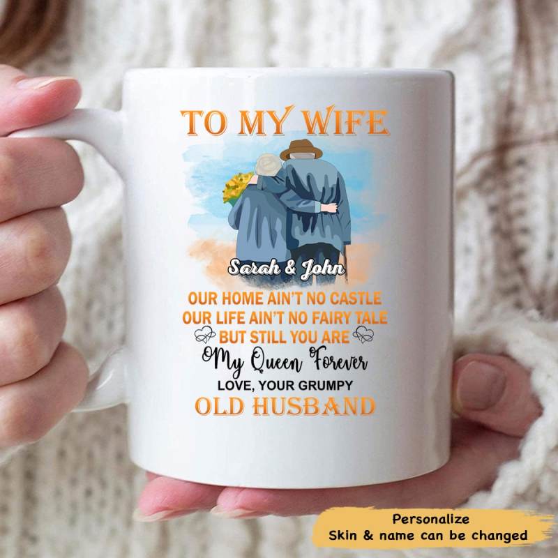 Old Couple To My Wife Valentine Personalized Coffee Mug Cute Gift For Men And Women