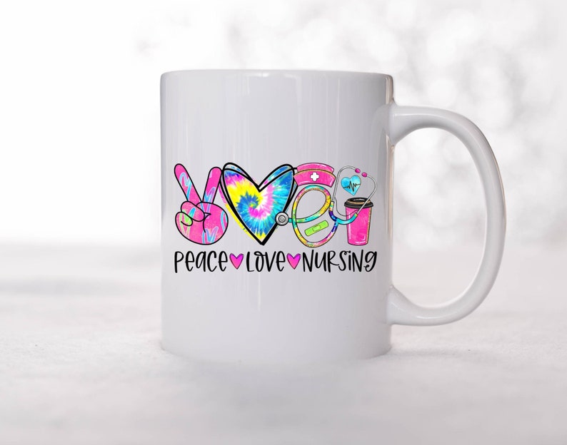 Peace Love Nursing Cute Coffee Mug Gift For Men And Women