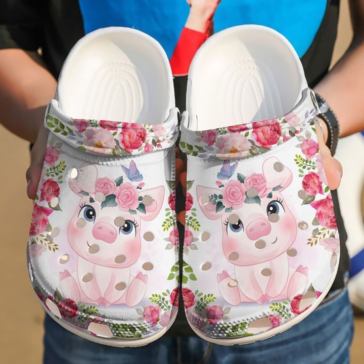 Pig Floral Clog Shoes Birthday Cute Gift For Men And Women