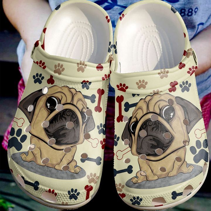 Pug Cute Clog Shoes Cute Birthday Gift For Men And Women Pale Golden Rod