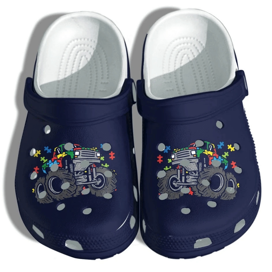 Puzzle Monster Truck Autism Clog Shoes Comfortable For Men And Women