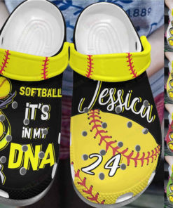 Softball Personalized, It’S In My DNA Clog Shoes Comfortable Gift For Men Women - Clog Shoes - Black