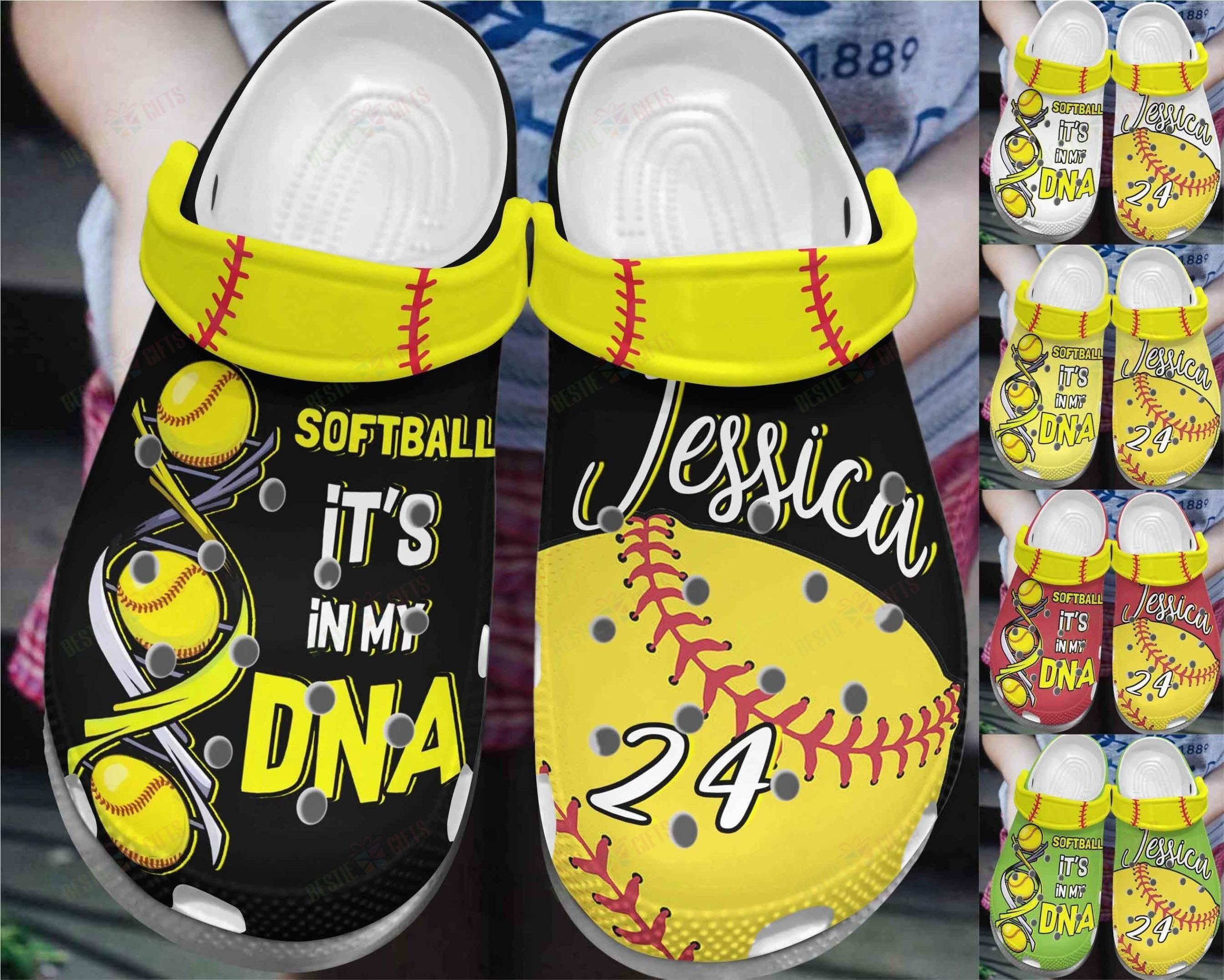 Softball Personalized, It’S In My DNA Clog Shoes Comfortable Gift For Men Women - Clog Shoes - Black