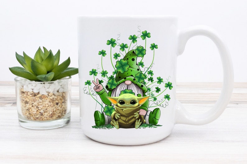 St. Patrick's Day Gnome And Baby Yoda Coffee Mug Cute Gift For Men And Women