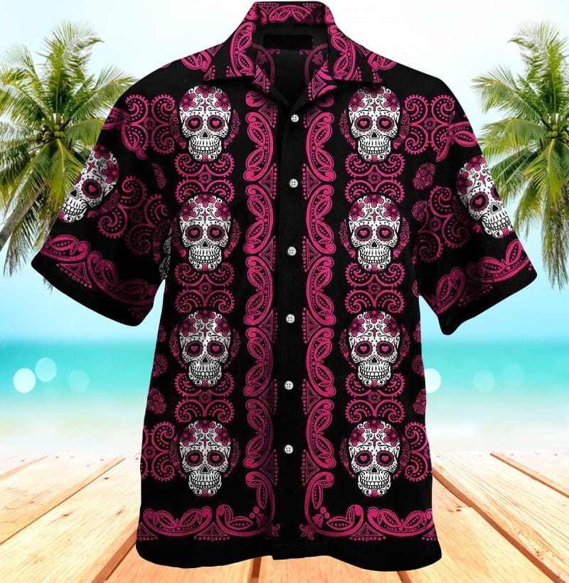 Sugar Skull  All Over Print Hawaiian Shirt  product mockup photo 1